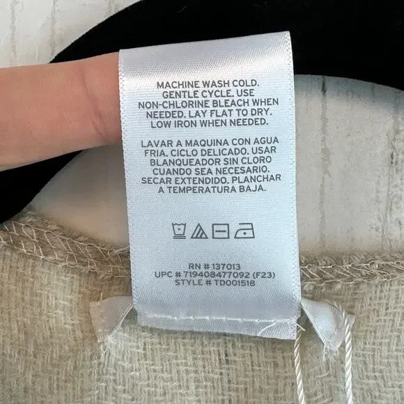 NWT Three Dots Neutral Tan/Black Plaid Miranda Cashmere Wrap One Size - Picture 4 of 11